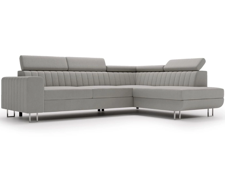 Ecksofa mit Schlaffunktion und Bettkasten Berona rechts Grau