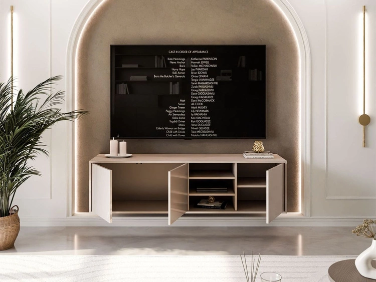 Hängender TV-Schrank mit Türen Vivance Kaschmir Hochglanz