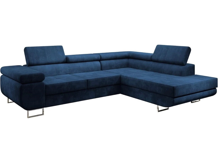 Ecksofa L-Form Rechts mit Schlaffunktion und Bettkasten Solam L Dunkelblau