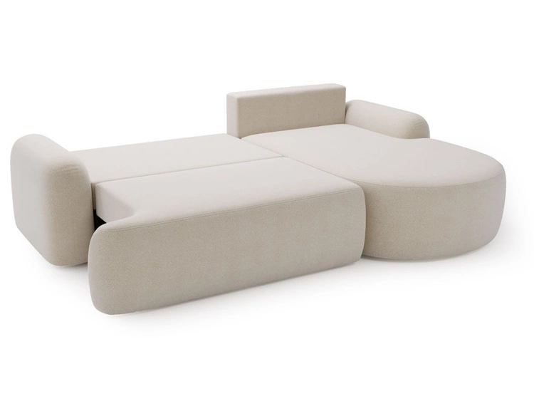 Ecksofa L-Form Rechts mit Schlaffunktion und Bettkasten Aurio Creme