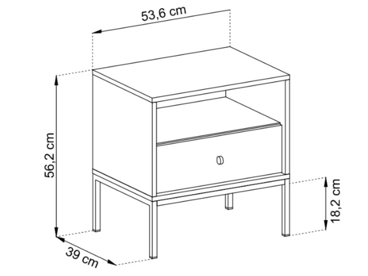 Nachttisch mit Schublade auf Golden Metallbeinen Amor Marineblau