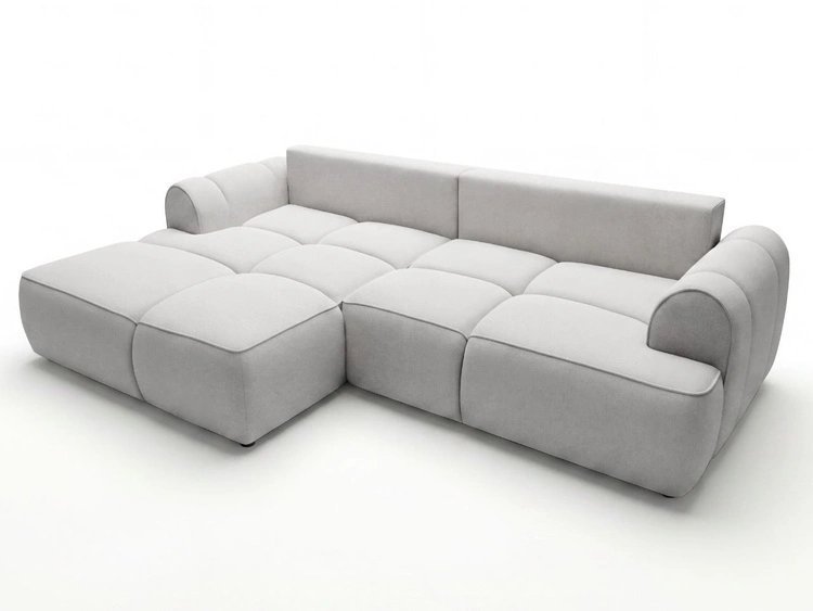 Ecksofa L-Form Links mit Schlaffunktion und Bettkasten Bonno Grau