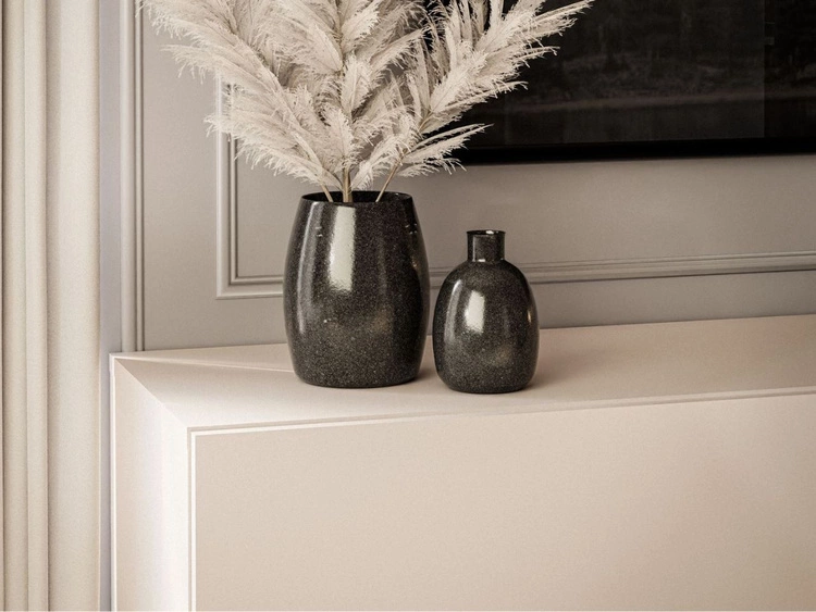 TV-Schrank 90 cm mit LED-Beleuchtung und schwarzen Metallbeinen Aurelie Kaschmir matt