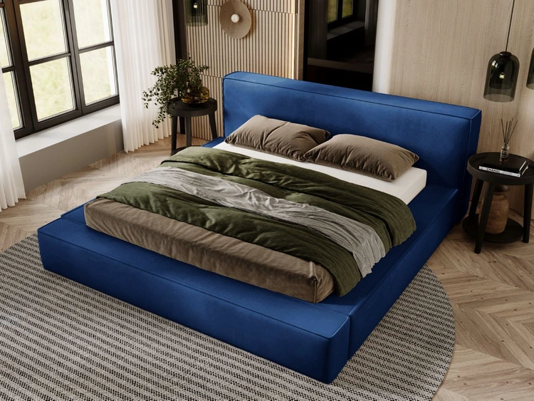 Polsterbett mit Bettkasten und Lattenrost 140x200 Mali Blau