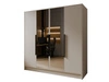 Kleiderschrank mit Spiegel 200 cm Lucca Kaschmir mit schwarzen Griffen