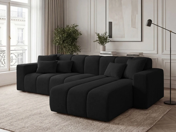 Ecksofa L-Form Rechts Nork Schwarz