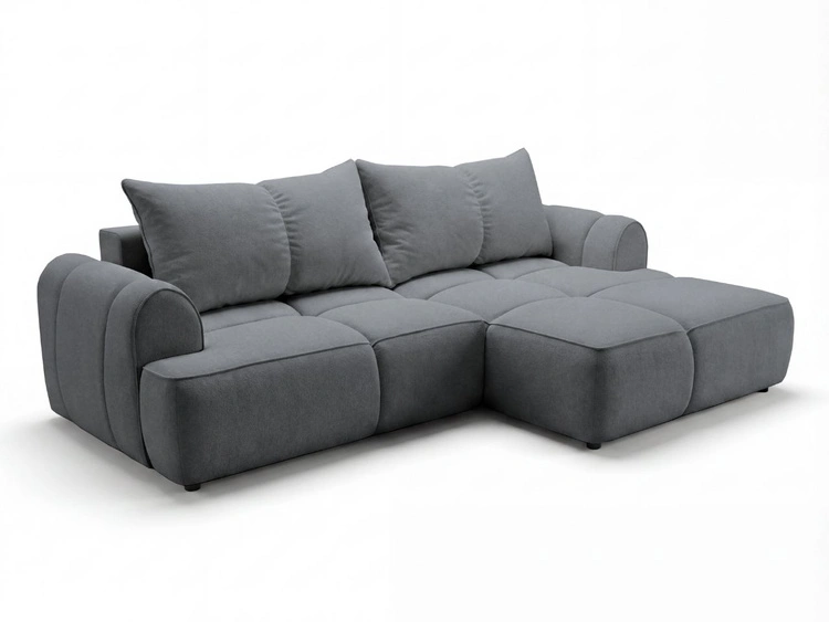 Ecksofa L-Form Rechts mit Schlaffunktion und Bettkasten Bonno Dunkelgrau