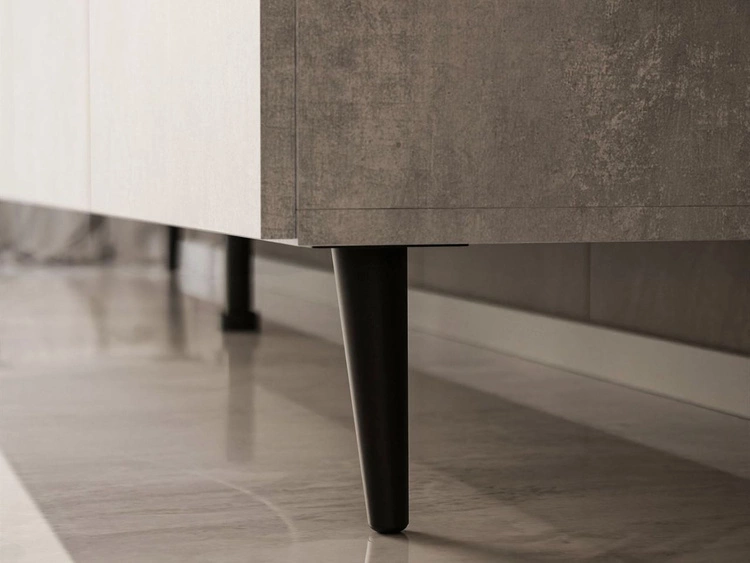 TV-Lowboard mit Türen auf Schwarzen Metallbeinen 100 cm Nodoo Beton