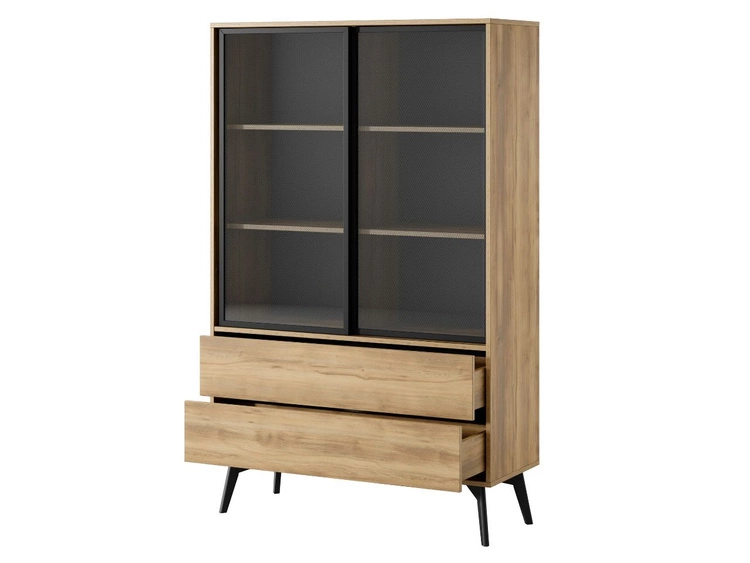 Vitrinenschrank Soil Barock Eiche, Schwarz