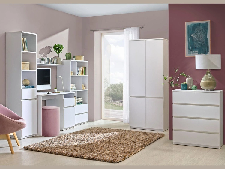 Kleiderschrank mit Drehtüren und Kleiderstange 80 Arcadia Weiß