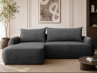 Ecksofa L-Form mit Schlaffunktion und Bettkasten Levio Schwarz