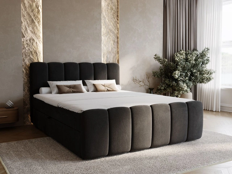 Boxspringbett mit Bettkasten 140x200 Cloud Schwarz