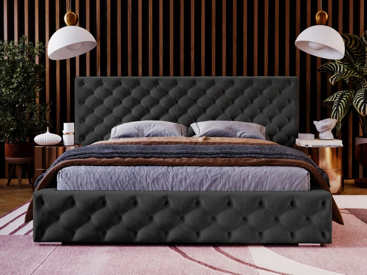 Polsterbett mit Bettkasten und Lattenrost 180x200 Madera Schwarz