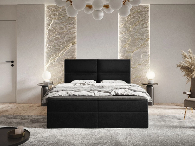 Boxspringbett mit Bettkasten 140x200 Hera Schwarz