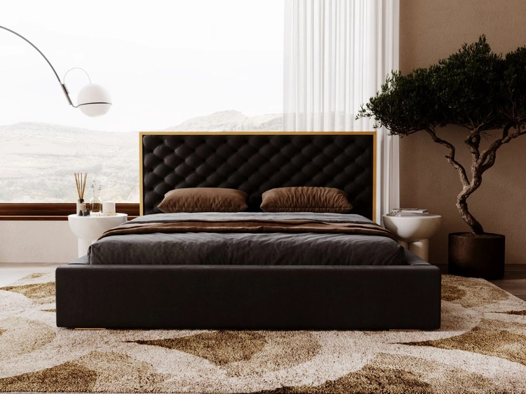 Polsterbett mit Bettkasten und Lattenrost 180x200 Bonito Schwarz