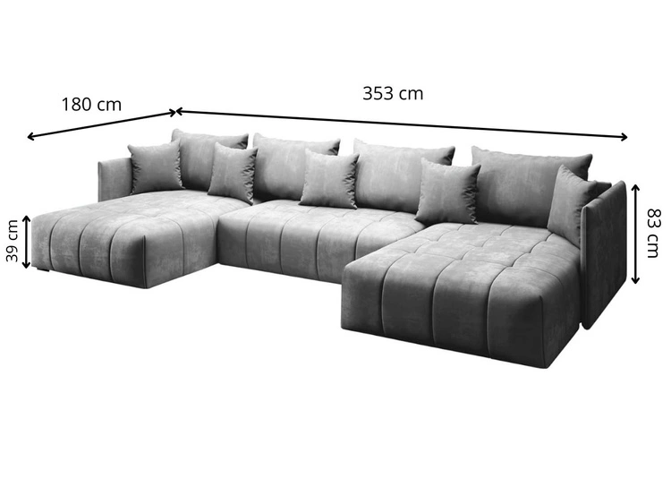 Wohnlandschaft mit Schlaffunktion und Bettkasten Ardi U Anthrazit