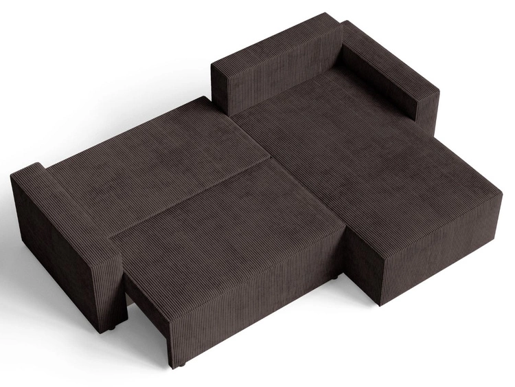 Ecksofa L-Form mit Schlaffunktion und Bettkasten Nivo Braun