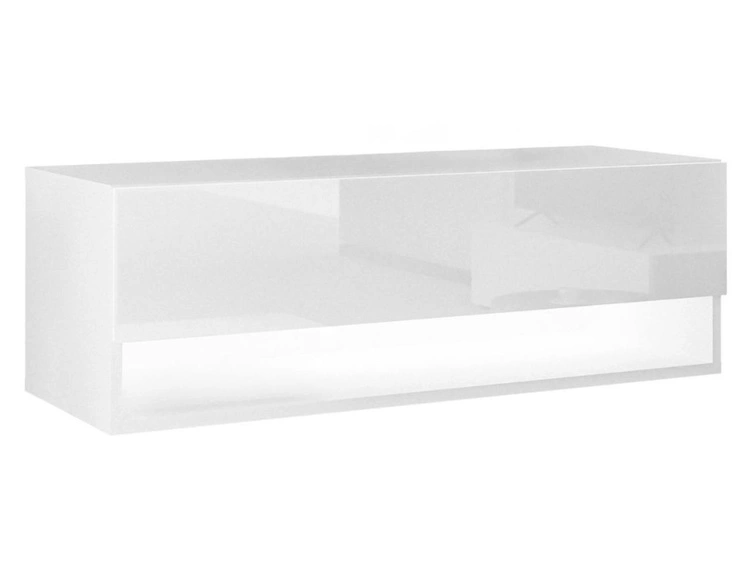 Hänge TV-Schrank 90 cm für Wohnzimmer mit LED-Beleuchtung Aurelie Weiß Hochglanz