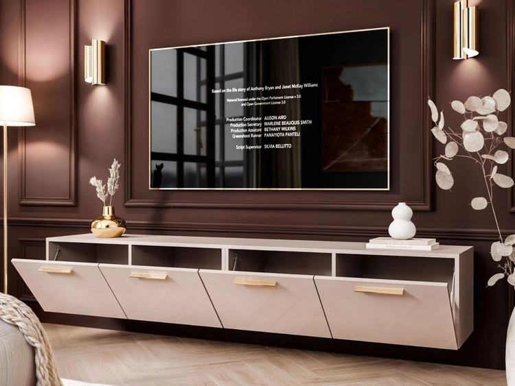 Hängeschrank mit Türen und LED-Beleuchtung 200 cm Noaé Kaschmir