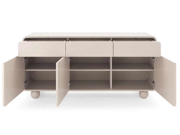 Dreitürige Kommode mit Schubladen auf kugelförmigen Beinen Soffio Kaschmir