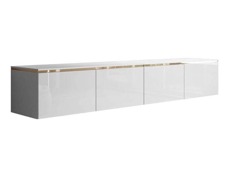 TV-Schrank zum Hängen im Glamour-Stil mit LED-Beleuchtung Celle Weiß Hochglanz