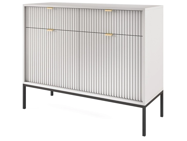 Kommode mit Türen und Schubladen Amber Grau, Schwarz Frame