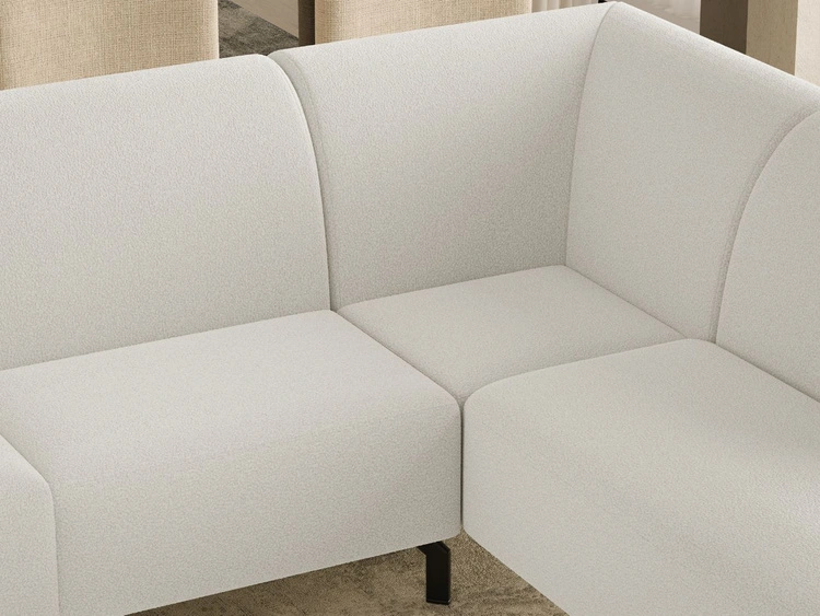 Ecksofa L-Form Rechts Regento Bouclé-Stoff Weiß