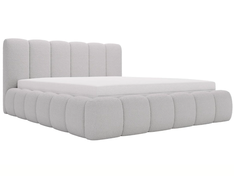 Polsterbett mit Bettkasten und Lattenrost 180x200 Cloud Bouclé-Stoff Hellgrau