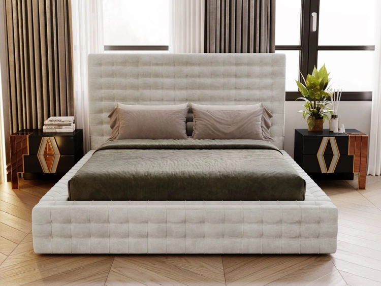 Polsterbett mit Bettkasten und Lattenrost 160x200 Barbados Creme