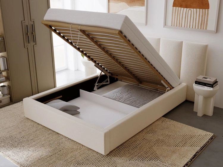 Polsterbett mit Bettkasten und Lattenrost 120x200 Lizbona  Beige