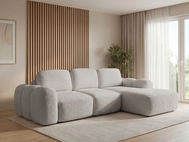 Ecksofa L-Form mit Schlaffunktion und Bettkasten Avelin Rechts Grau