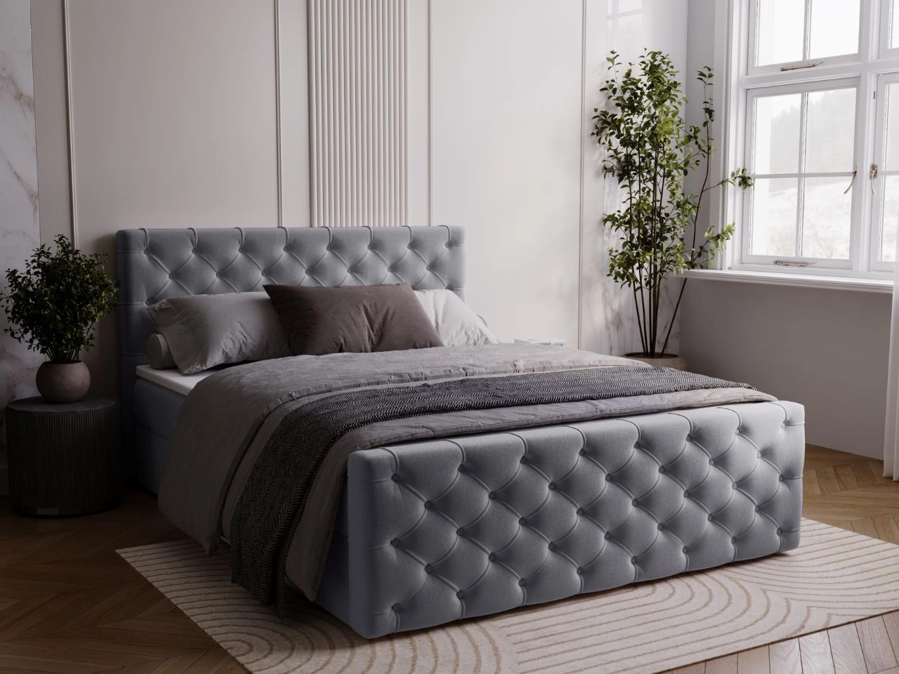Boxspringbett mit Bettkasten 140x200 Montego Grau