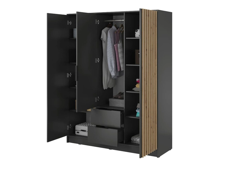 Kleiderschrank 155 cm Macron Graphite, Artisan Eiche