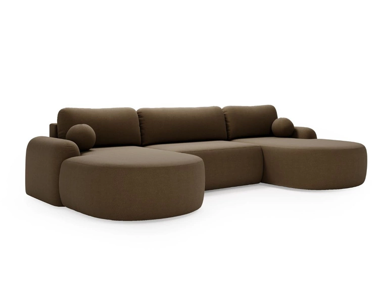 Wohnlandschaft mit Schlaffunktion und Bettkasten Aurio Braun