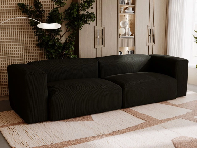 Sofa Moderne Cord Sofa für Wohnzimmer Landi Schwarz