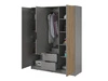 Kleiderschrank 155 cm Macron Grau, Artisan Eiche
