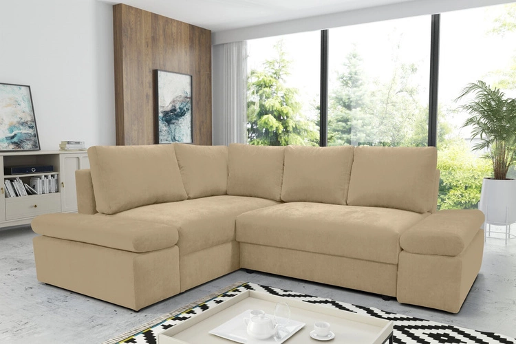 Ecksofa mit Bettkasten Links Hilo - Beige