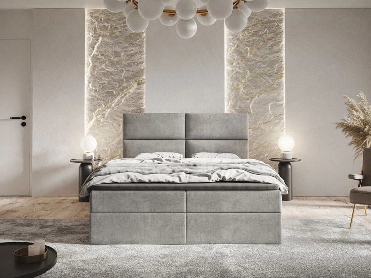 Boxspringbett mit Bettkasten 180x200 Hera Grau