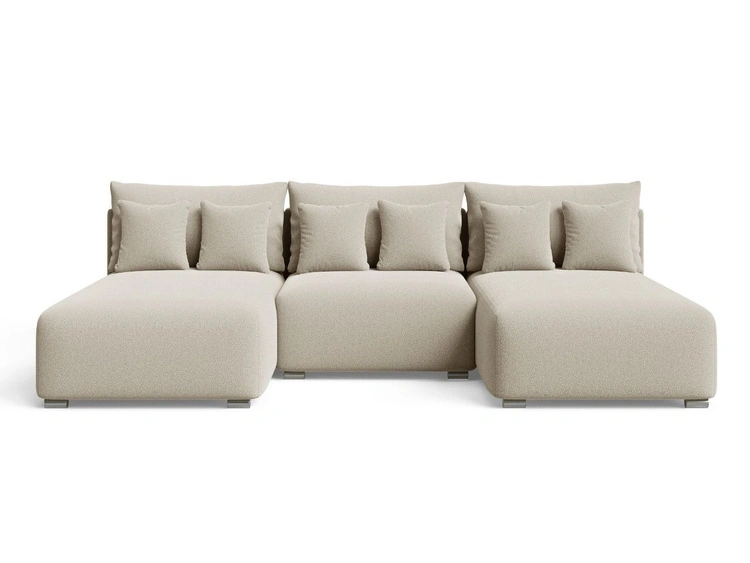 Ecksofa U mit Schlaffunktion und Bettkasten Ronni Beige