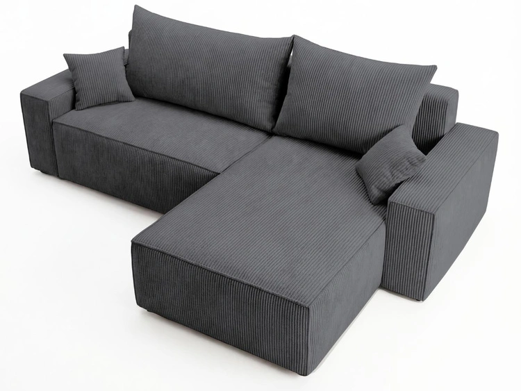 Ecksofa L-Form mit Schlaffunktion und Bettkasten Nivo Graphit