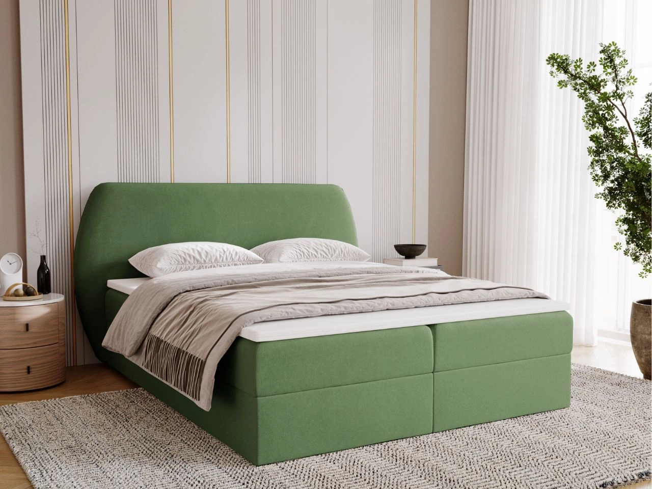 Boxspringbett mit Bettkasten 140x200 Bogota Grün