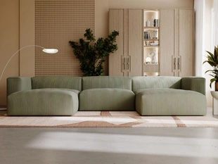 Wohnlandschaft Universell Moderne Cord Ecksofa Landi Grün