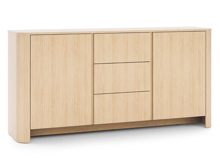 Eine Wohnzimmermöbelgarnitur mit goldener Zierleiste Brillo Vicenza-Eiche