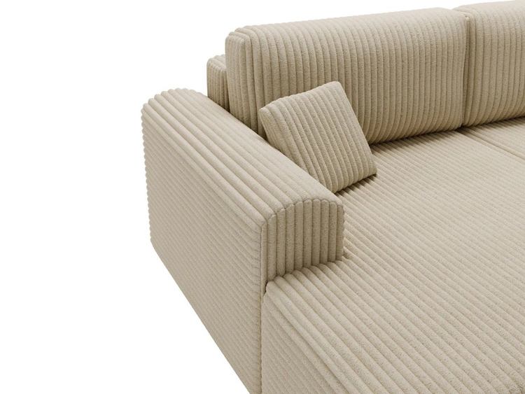 Ecksofa mit Schlaffunktion und Bettkasten Belvio links Beige