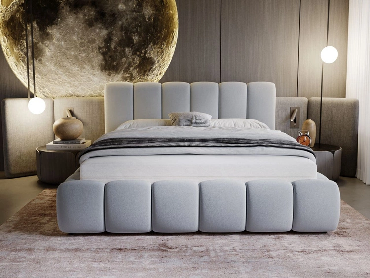 Polsterbett mit Bettkasten und Lattenrost 160x200 Cloud Hellgrau