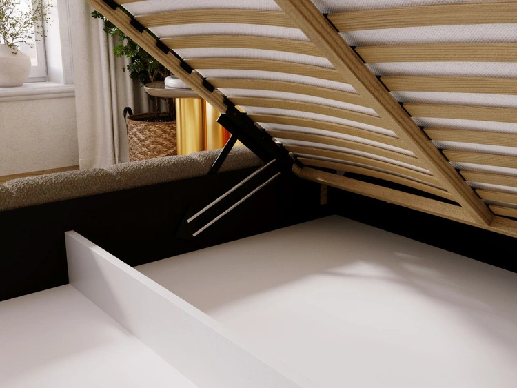 Polsterbett mit Bettkasten und Lattenrost 140x200 Alicante Boucle Braun