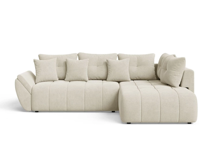 Ecksofa L-Form mit Schlaffunktion und Bettkasten Genoa Beige