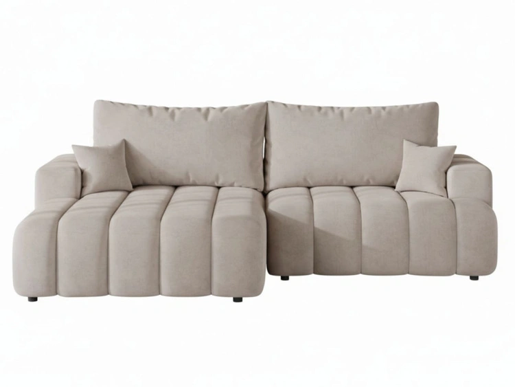 Ecksofa L-Form Links mit Schlaffunktion und Bettkasten Caleo Beige