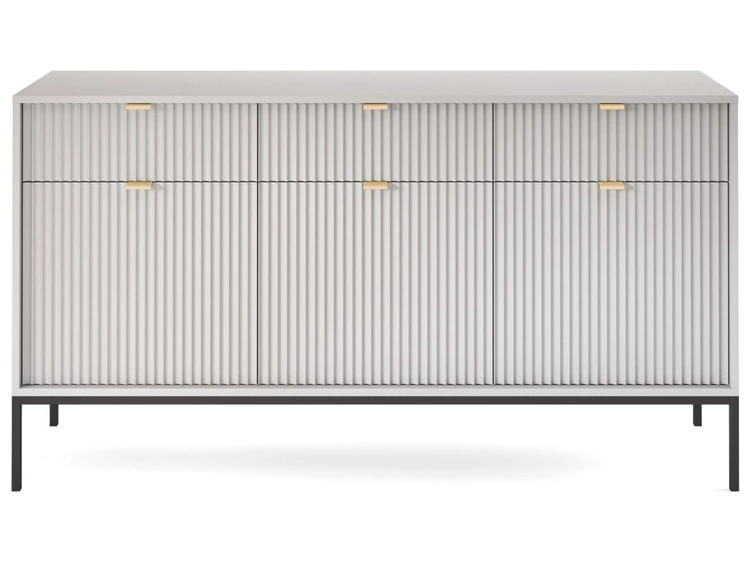 Kommode mit Türen und Schubladen Amber Grau, Schwarz Frame