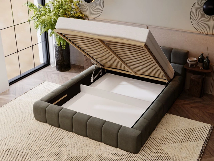 Polsterbett mit Bettkasten und Lattenrost 180x200 Alicante Dunkelgrau